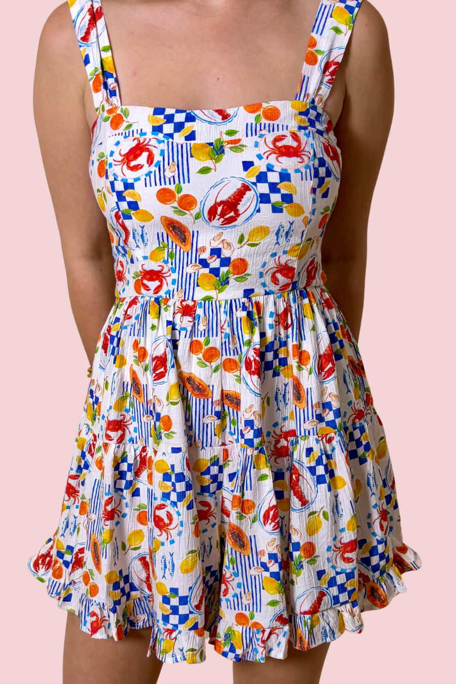 Good Vibes Colorful Mediterranean Print Mini Dress