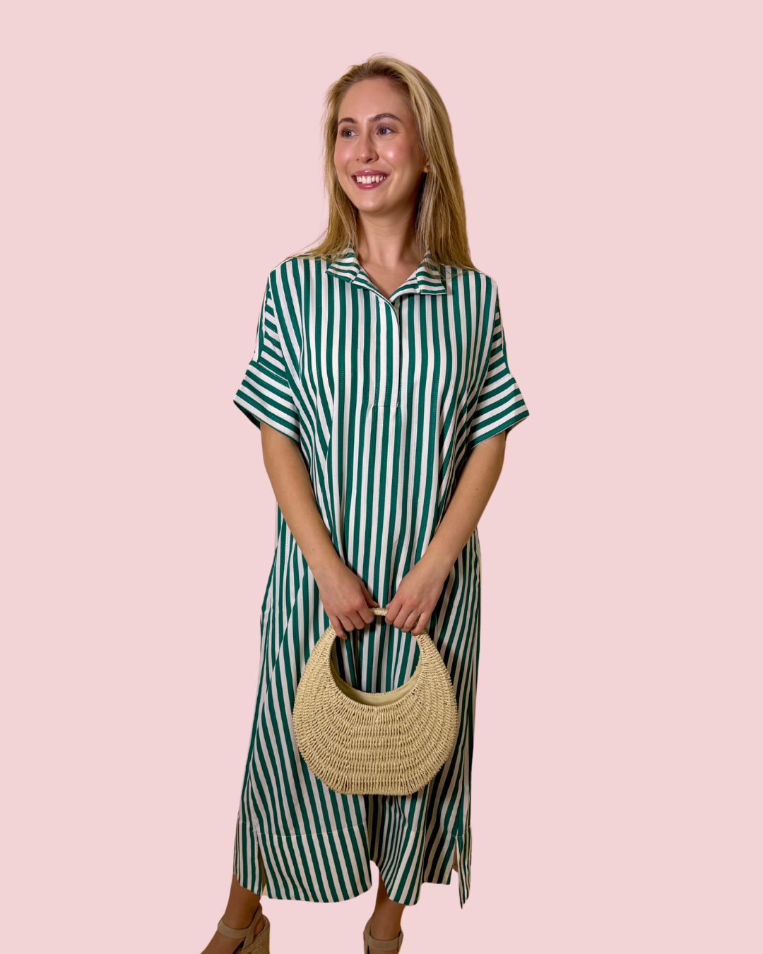 It's a Good Thing Green and White Striped Maxi Dress