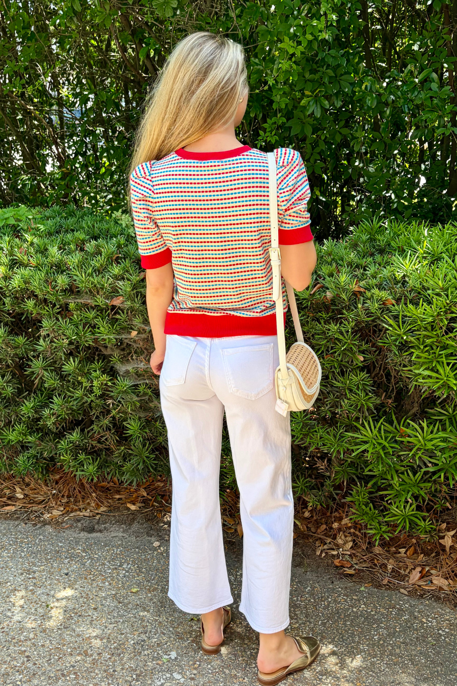 Girls Lunch Women’s Textured Stripe Puff Sleeve Knit Top