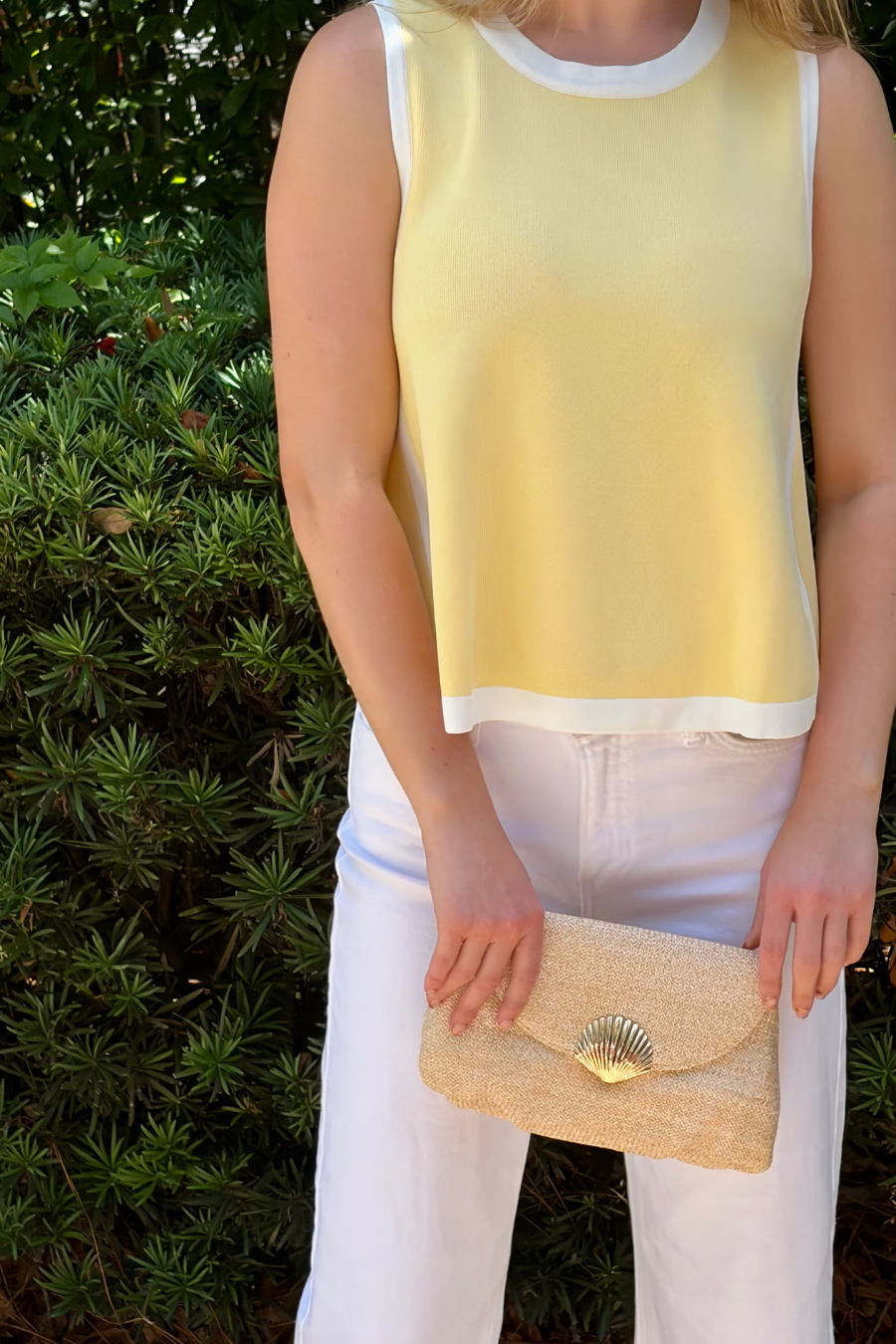 Just What I Wanted Sleeveless Knit Tank Top with Contrast Trim and Relaxed Fit