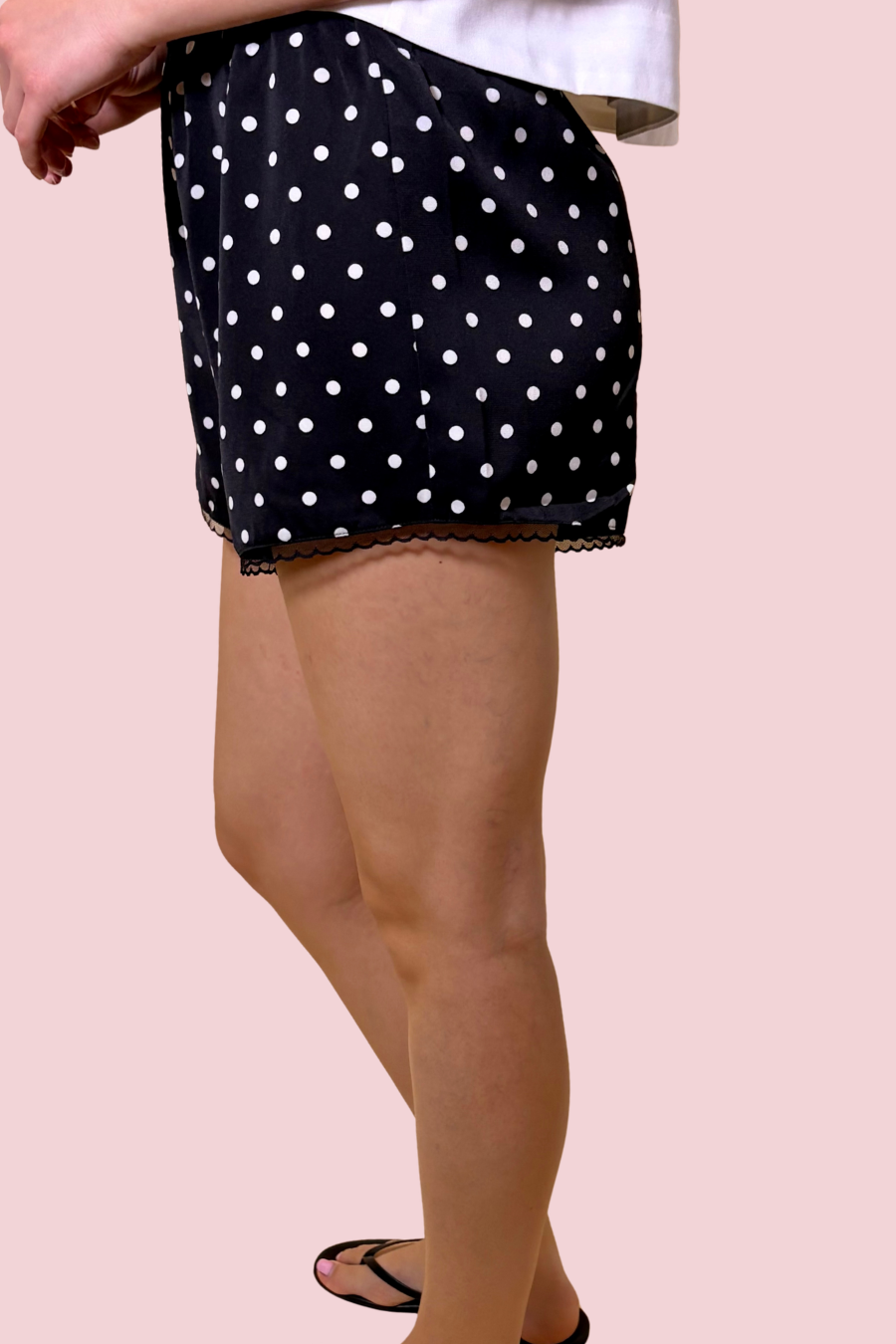 Too Cute To Gatekeep Women’s Black and White Polka Dot Shorts with Elastic Waist