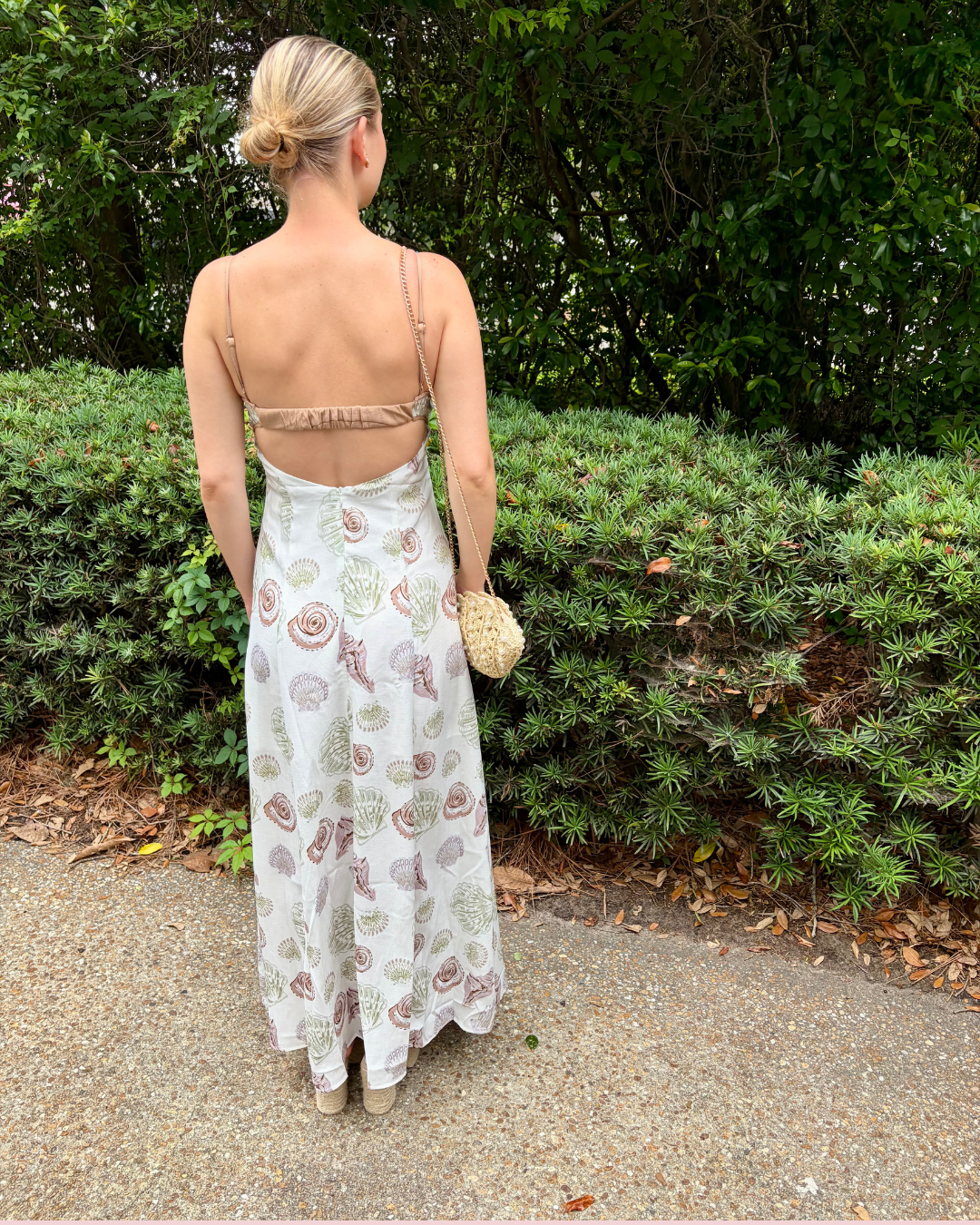 Golden Coast Printed Maxi Dress with Square Neckline