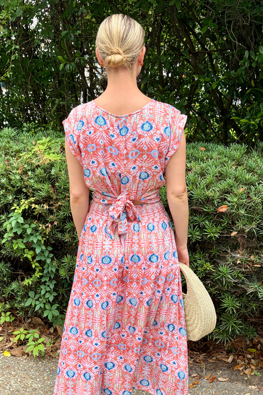 Compliment Collector Printed Matching Set with Smocked Waist Midi Skirt