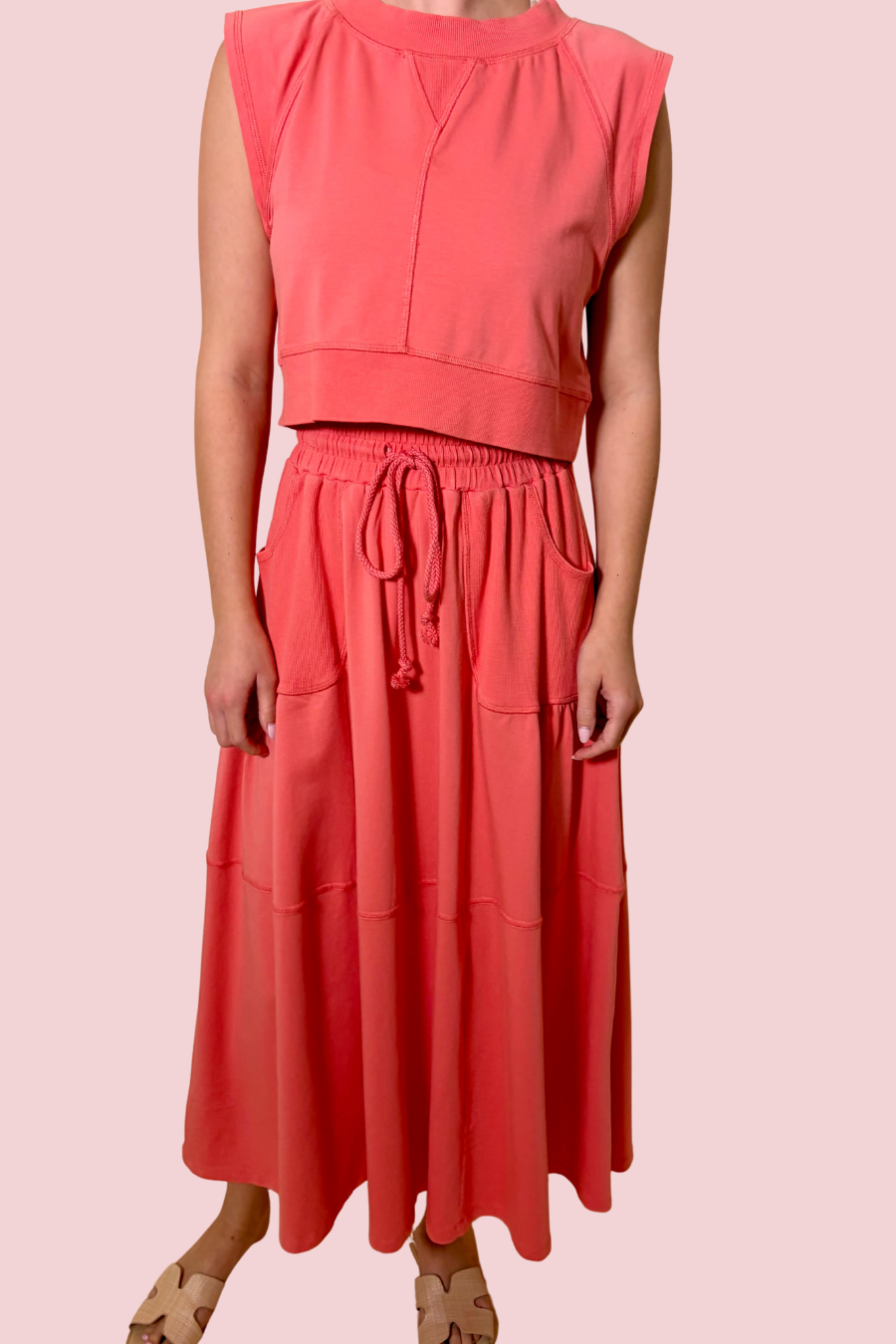 Easy Motion Blue Maxi Skirt with Elastic Waist Lightweight Flowy Skirt
