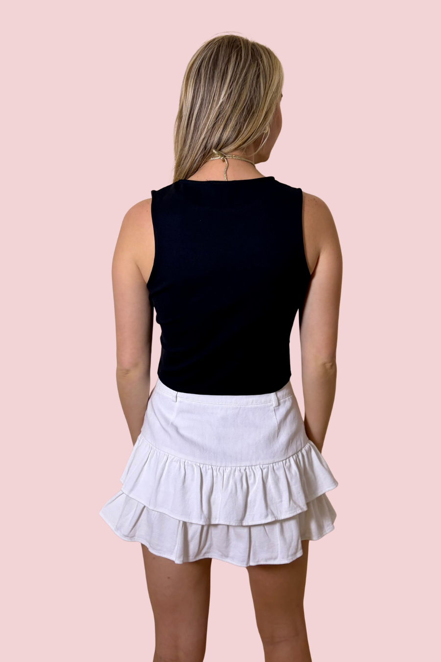 Ruffle Me This High Waisted Mini Skort with Flowy Layers & Pockets