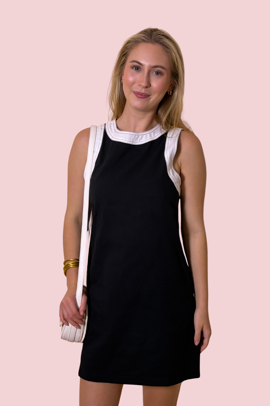 Weekend Agenda Black Contrast Trim Shift Mini Dress