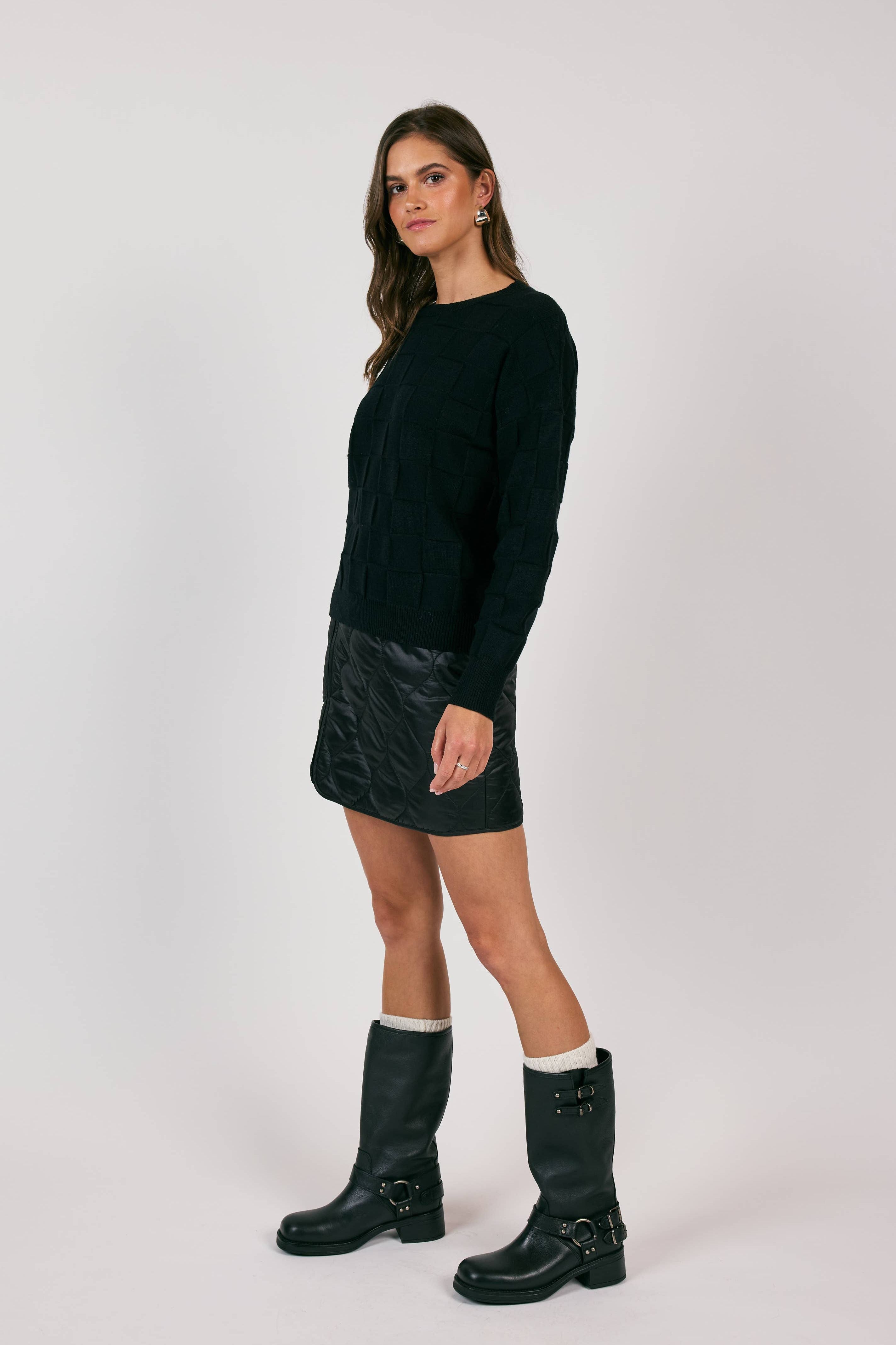 New Horizons Quilted Mini Skirt
