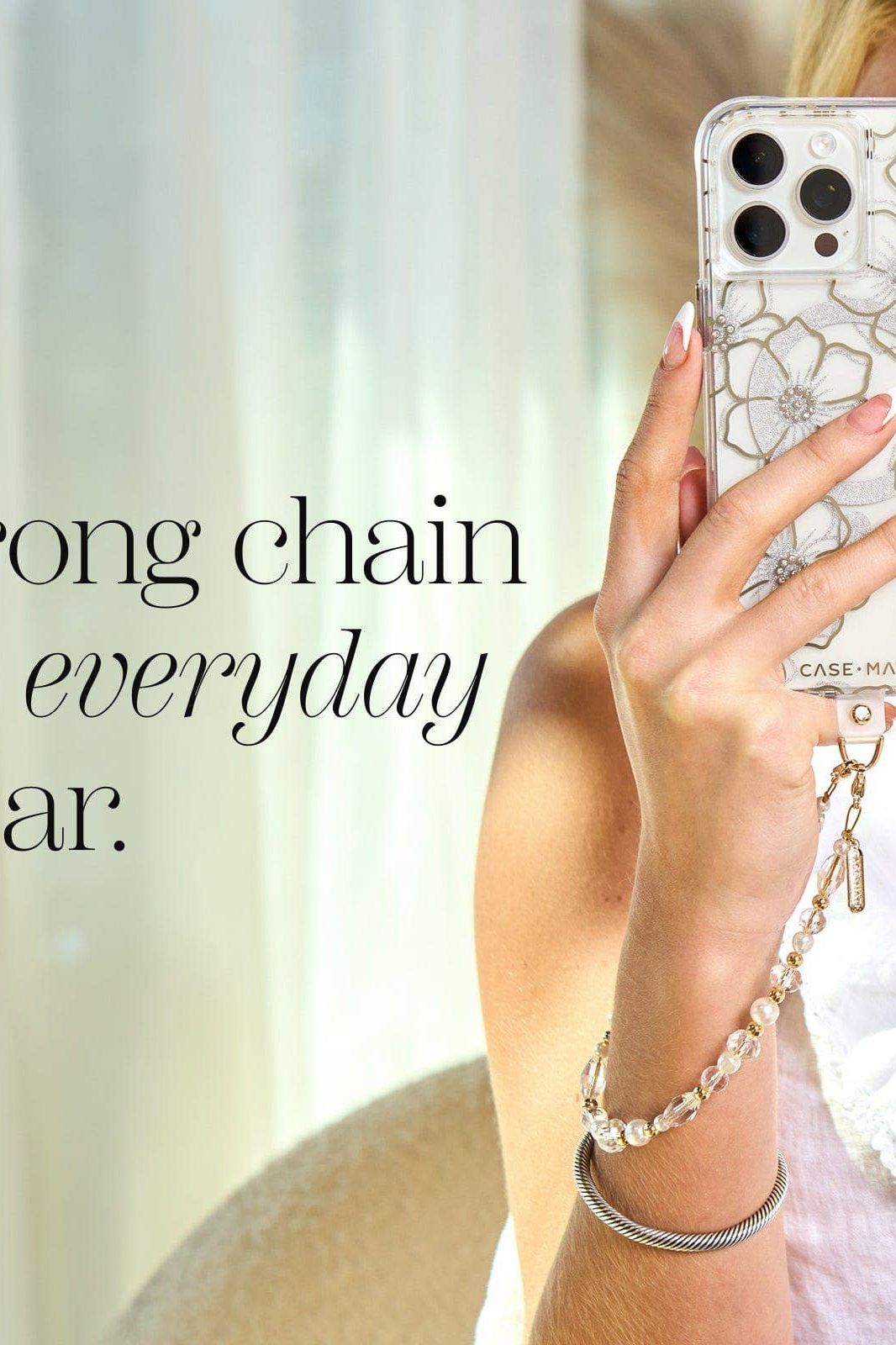 Crystal Pearl Gold Phone Charm