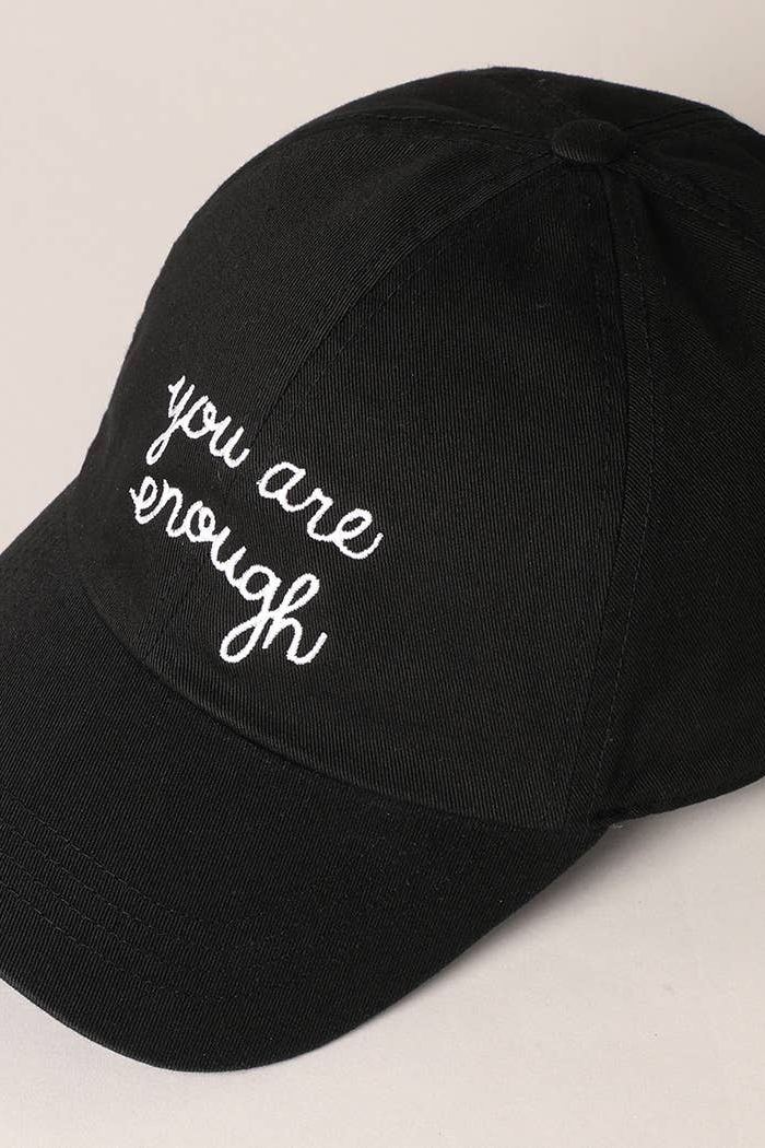 You Are Enough Embroidered Letters Baseball Cap