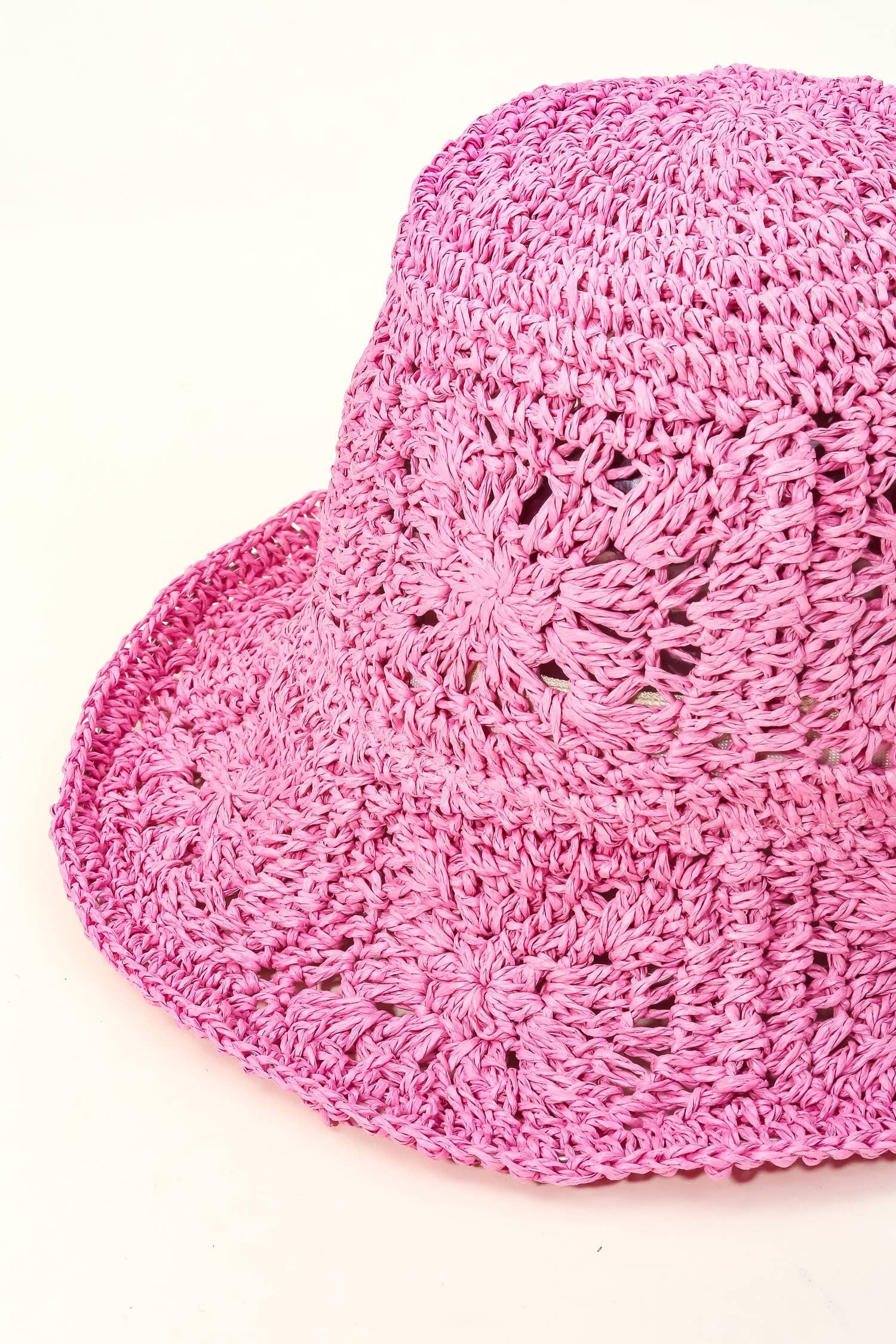 Large Square Pattern Knit Bucket Hat