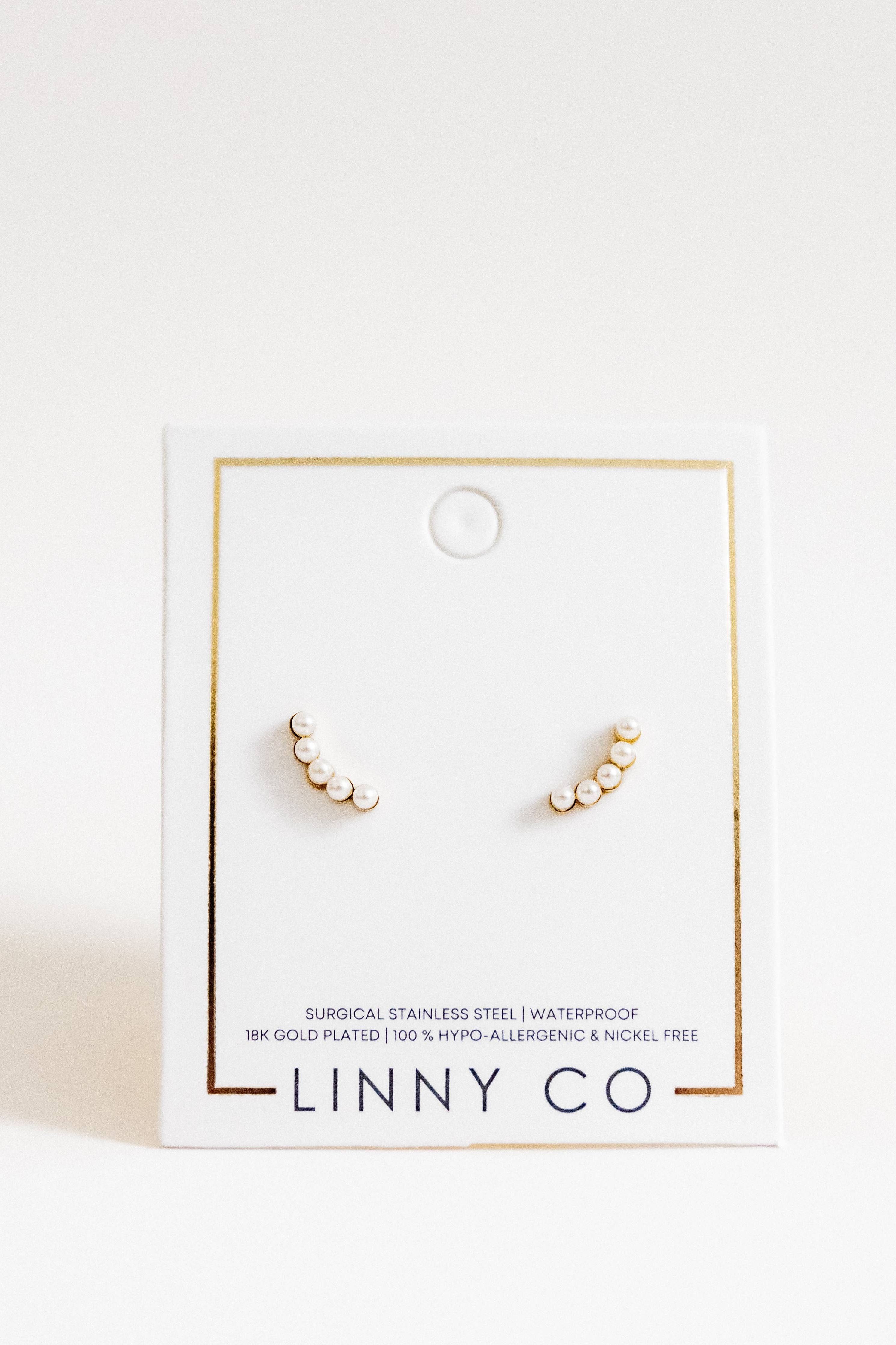 Screwback Stud Earrings - Abigail - Pearl