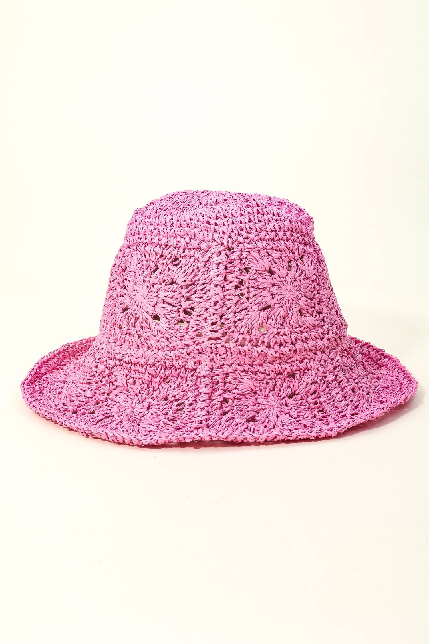 Large Square Pattern Knit Bucket Hat