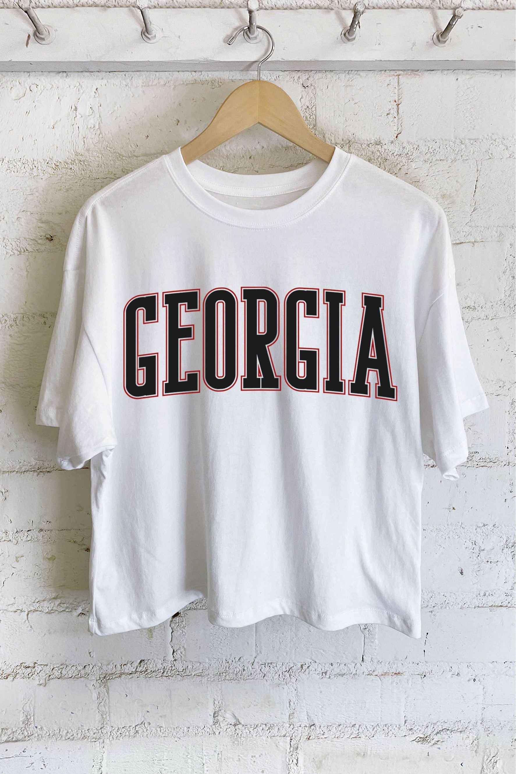 GEORGIA PUFF PRINT GRAPHIC LONG CROP TOP