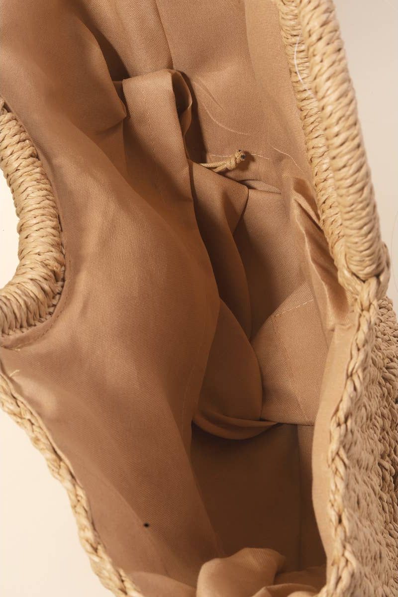 Half Moon Straw Tote Bag