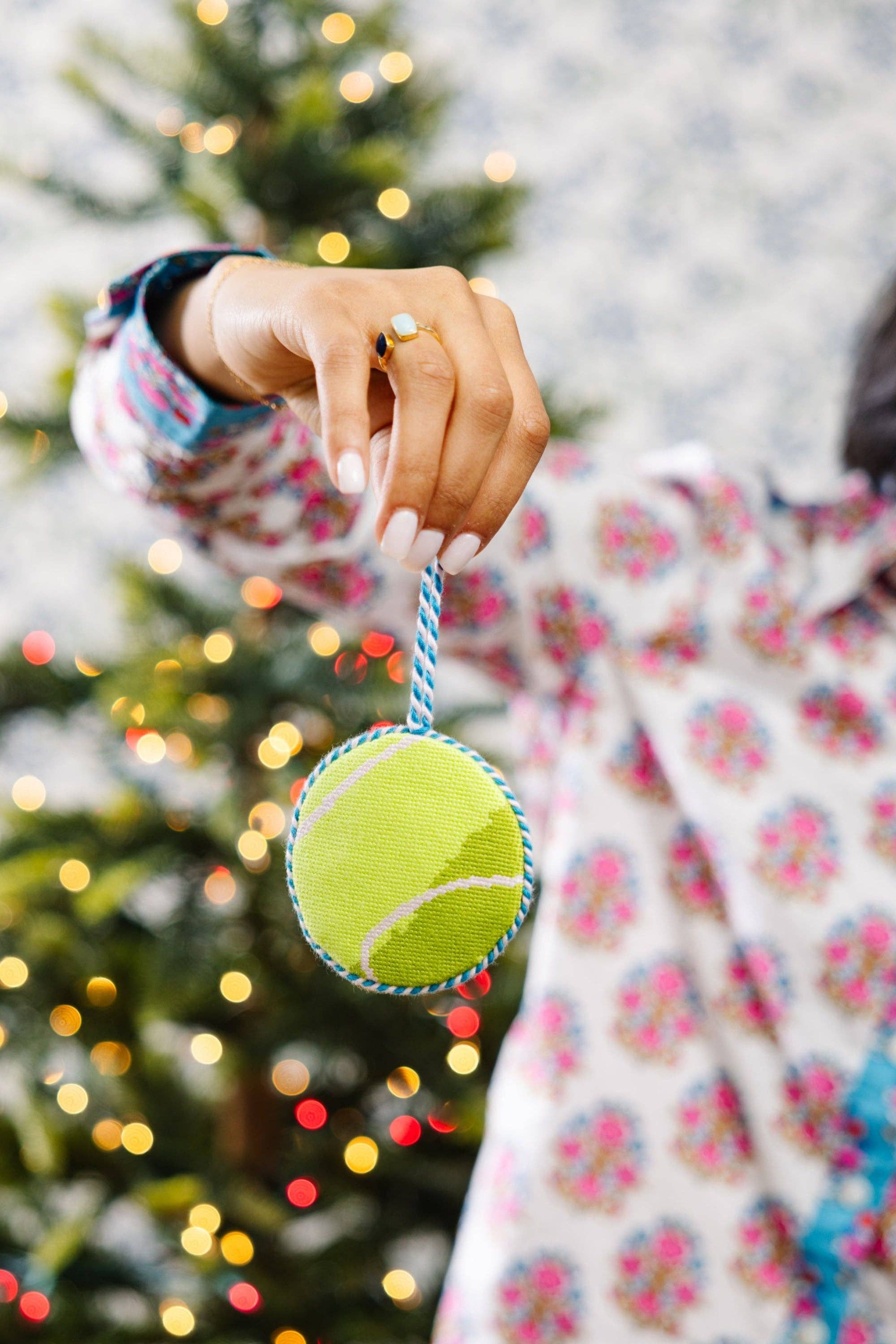 Needlepoint Icon Ornament - Tennis Ball