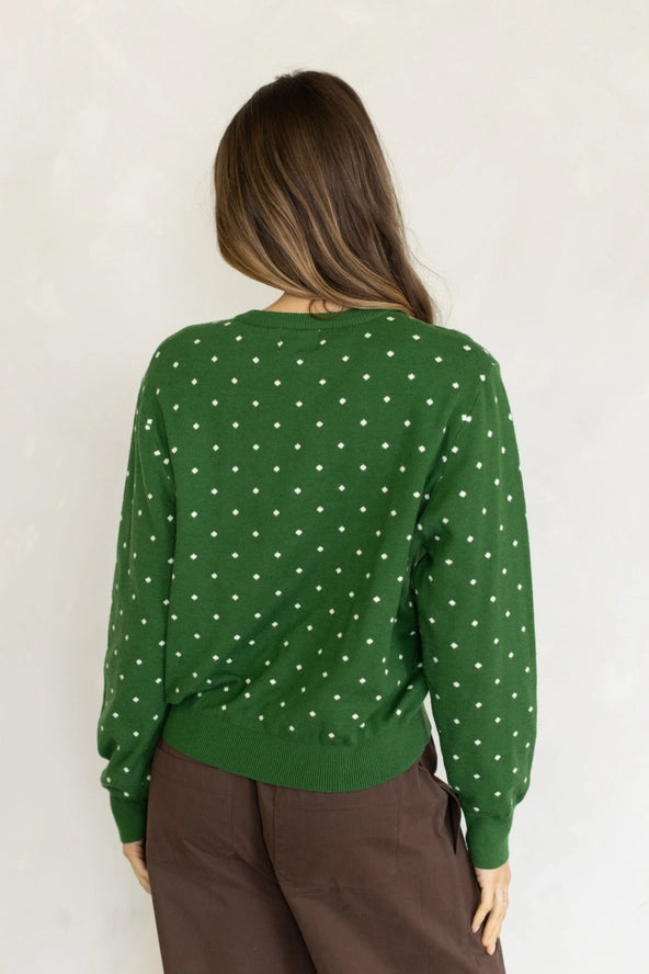 Four Leaf Polka Dot Button-Front Cardigan