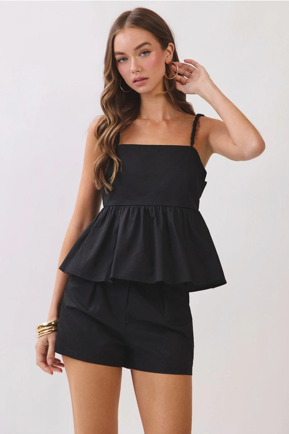 Steal the Show Peplum Tank Top with Bubble Straps