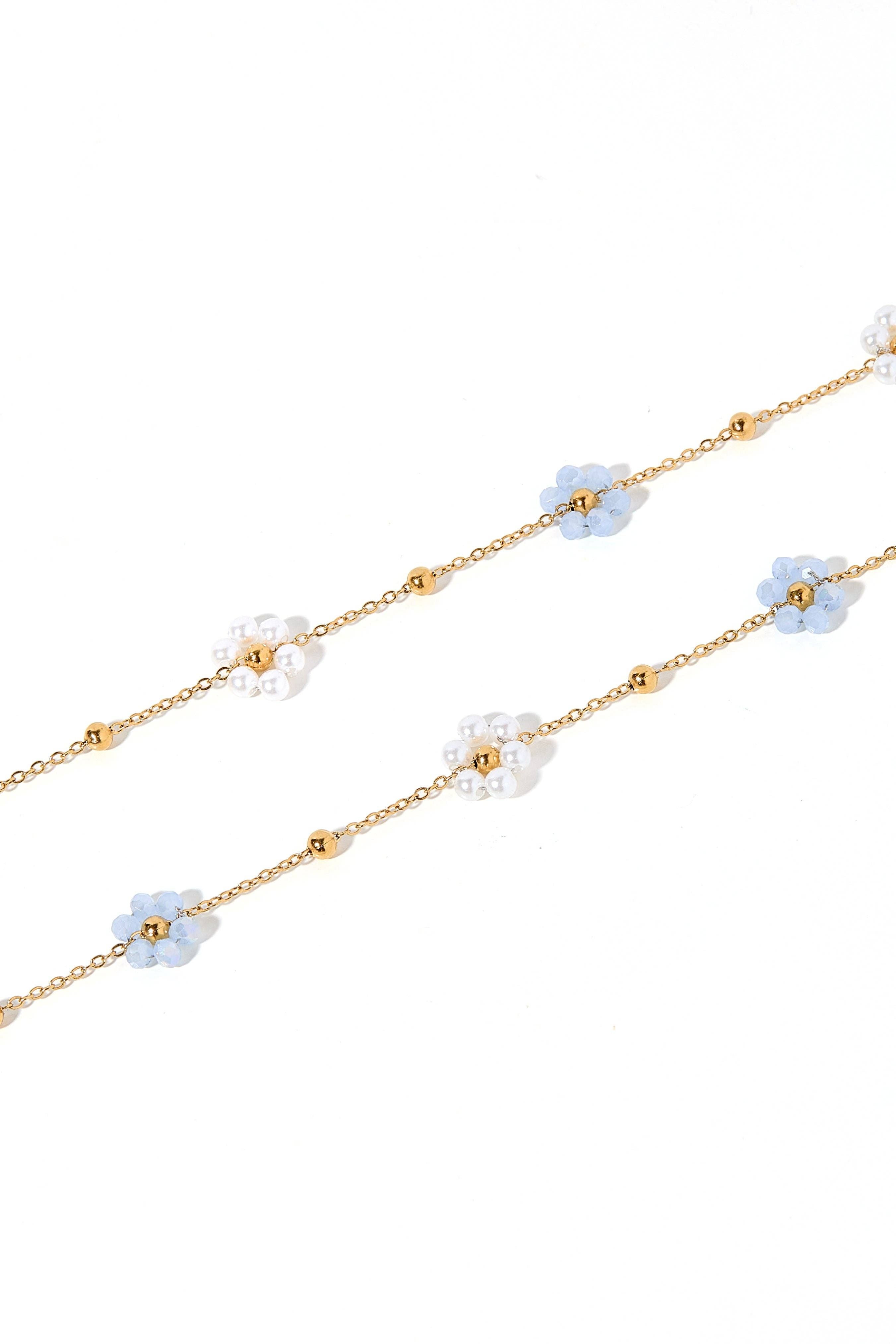 Necklace - Gracie Flower Blue