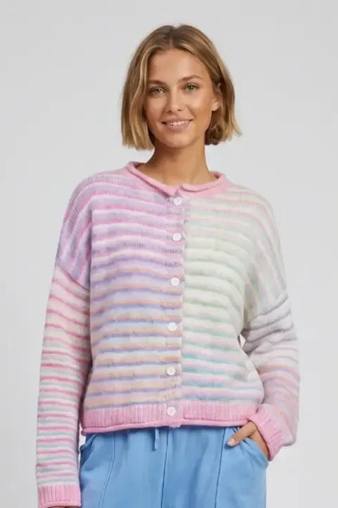 She's a Sunset Ombre Striped Knit Cardigan