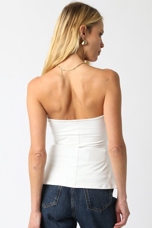 Adela White Strapless Tube Top with Sculpted Fit