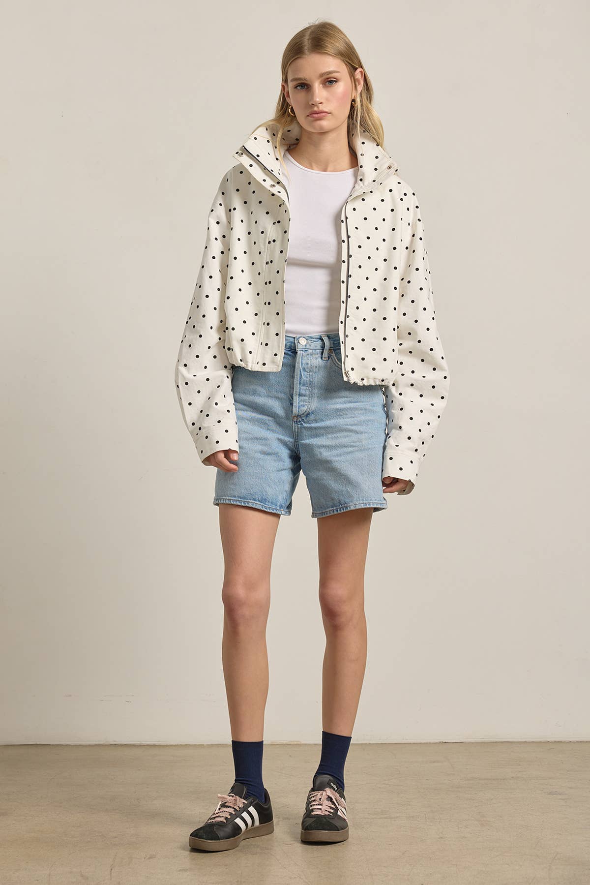 Polka Dot Drawstring Jacket