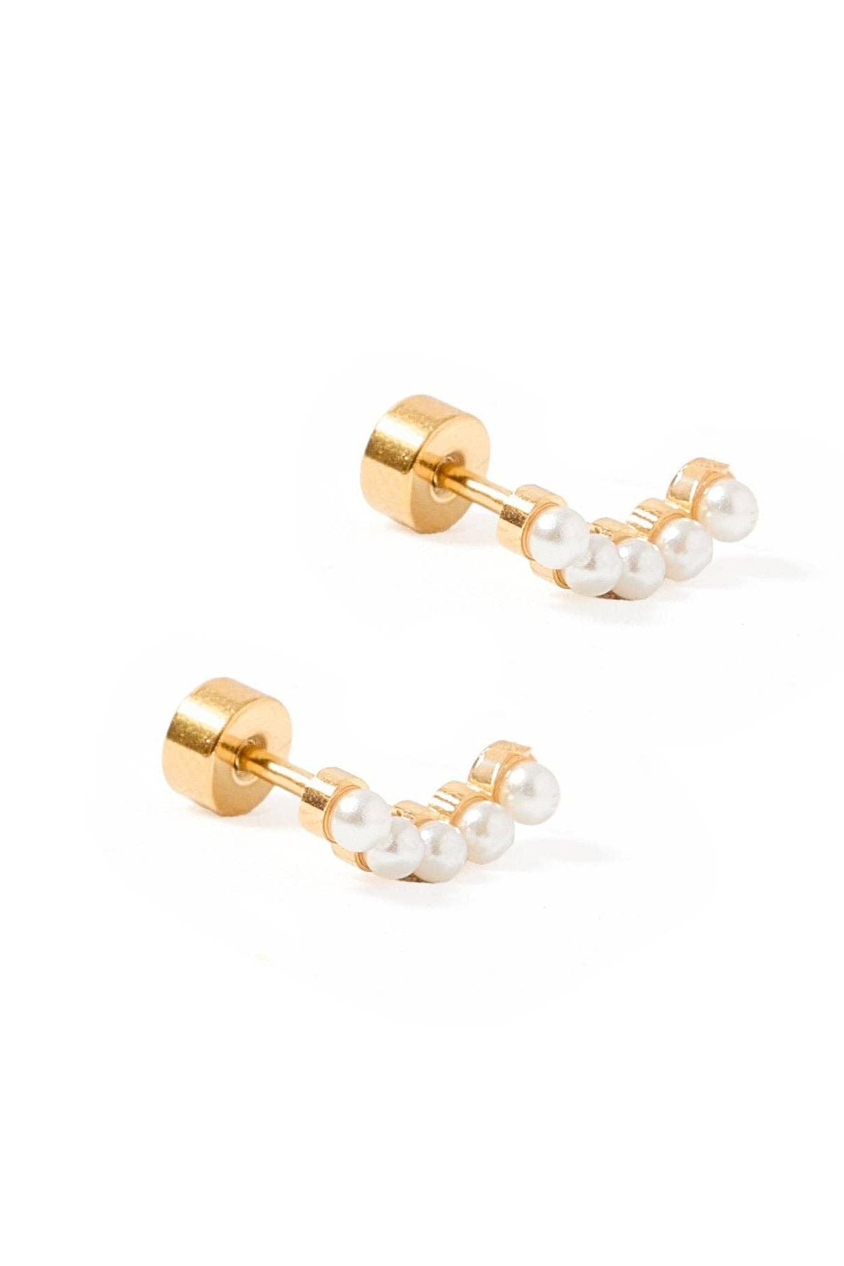 Screwback Stud Earrings - Abigail - Pearl