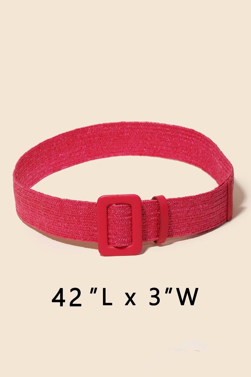 Rectangle Buckle Straw Braided Belt