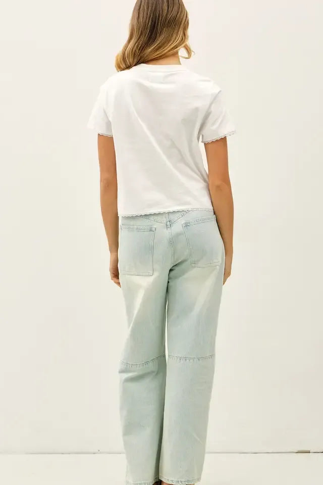 Sweet Edge Lace Trim Tee