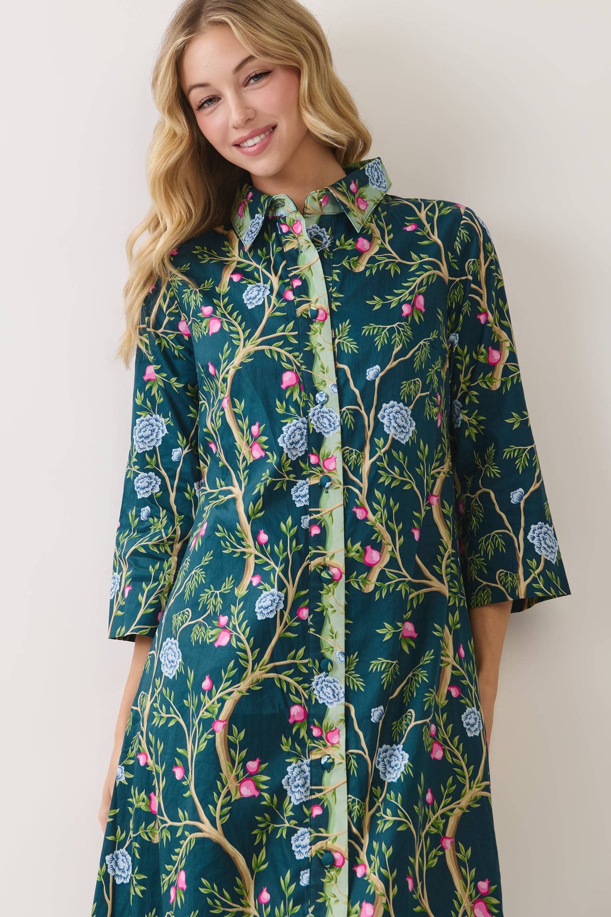 A Beautiful Thing Botanical Print Front Midi Dress
