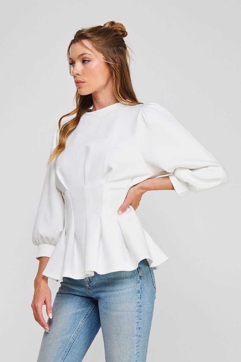 Double Knit Pleat Trim Top