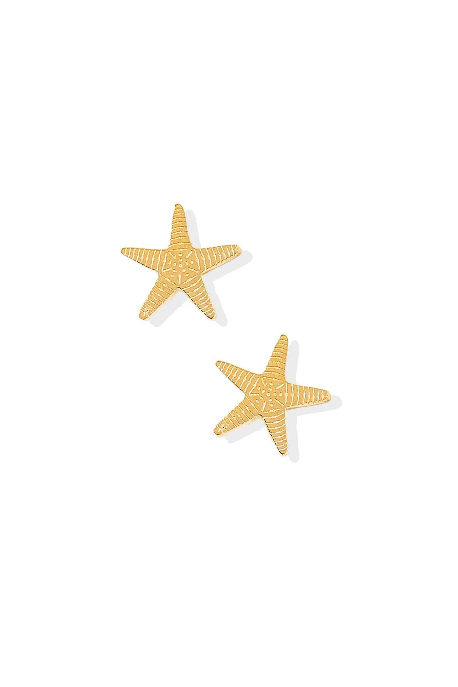 Screwback Stud Earrings - Starfish Gold