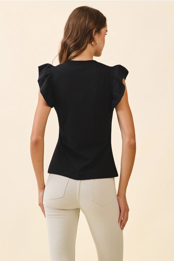 Flutter By Ruffle Sleeve Mock Neck Top
