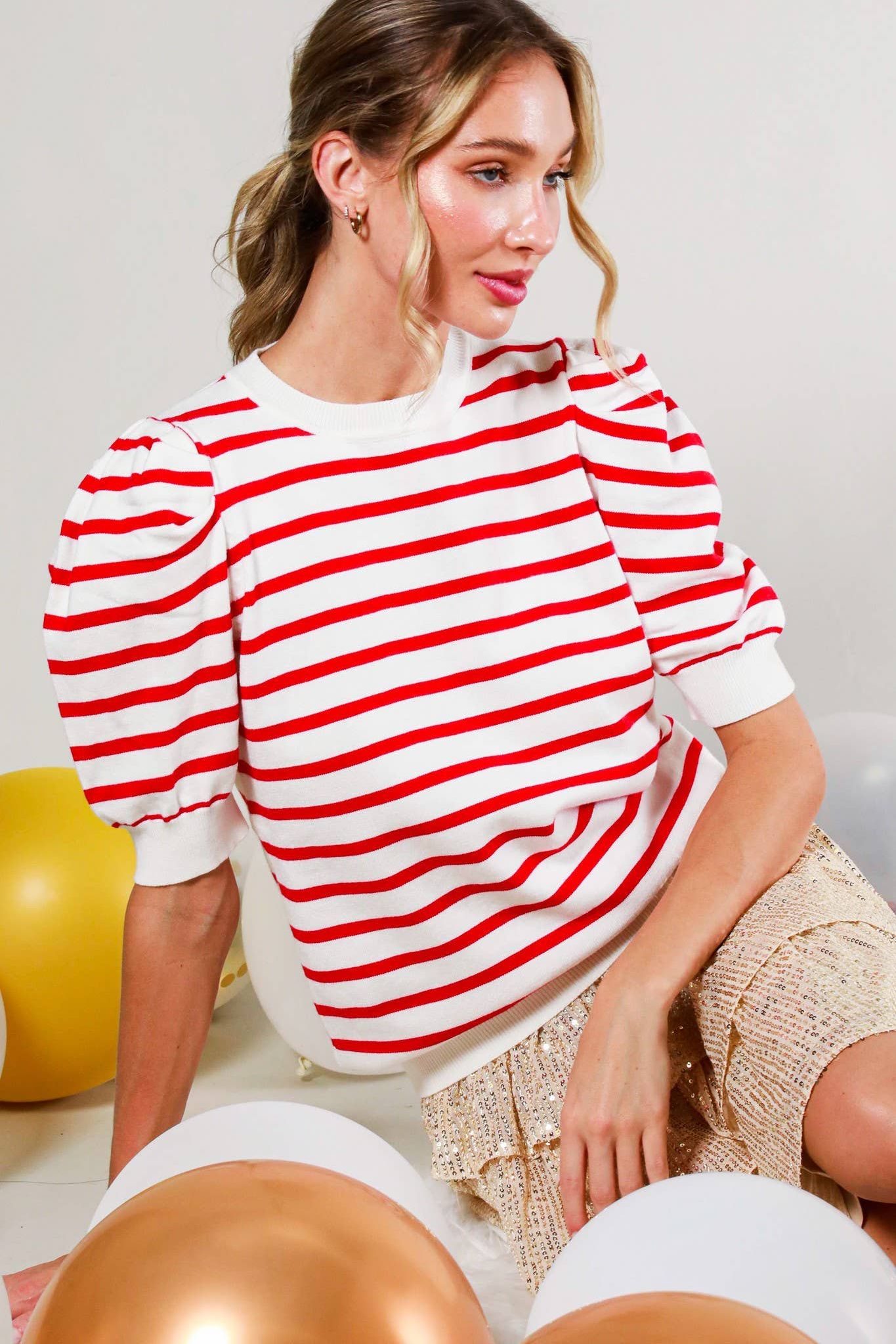 Striped Soft Sweater Top