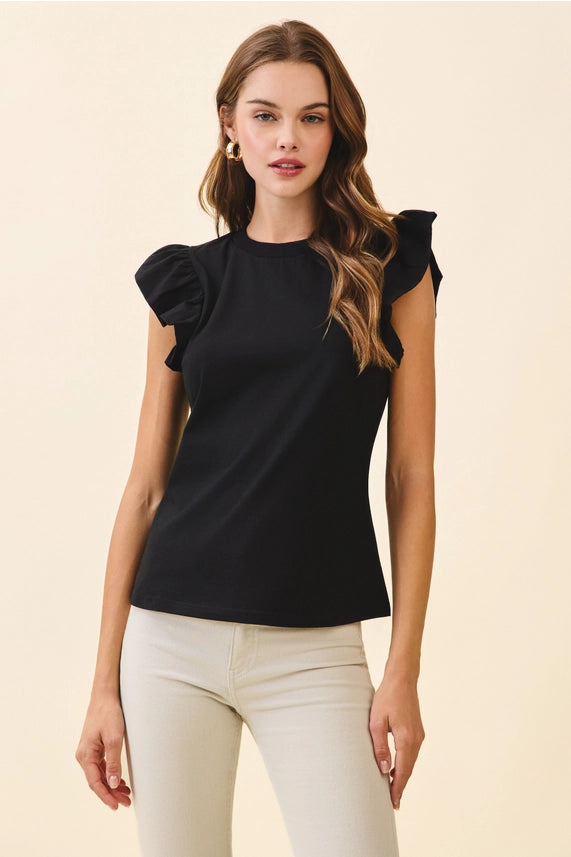 Flutter By Ruffle Sleeve Mock Neck Top