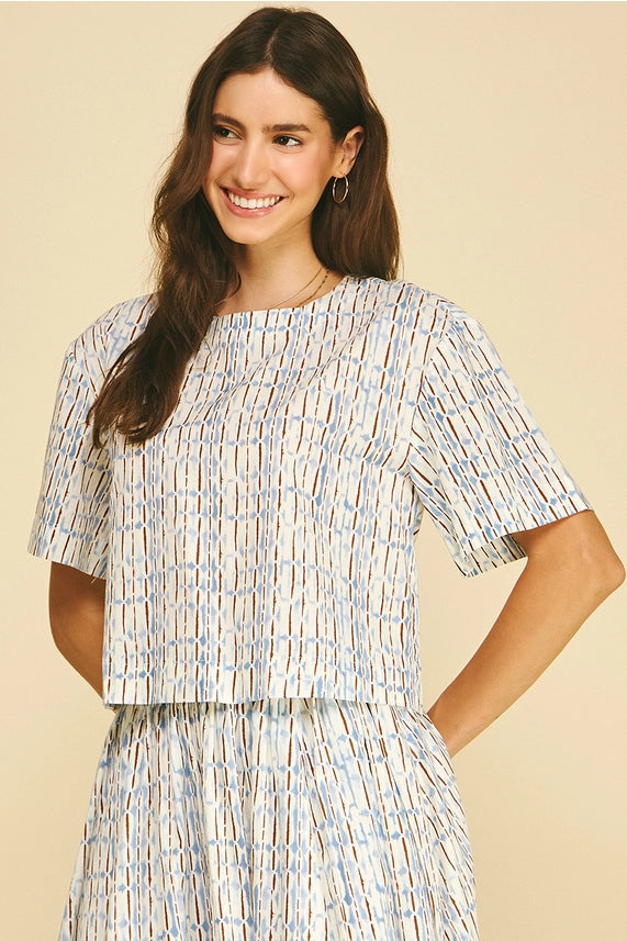 Cool As Can Be Geometric Print Top with Relaxed Fit