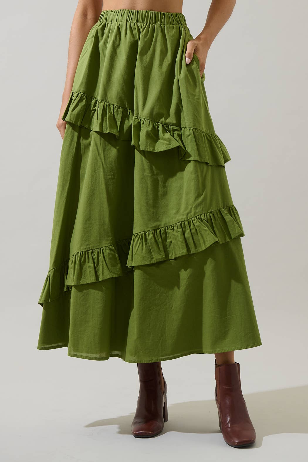 Himan Ruffle Midi Skirt