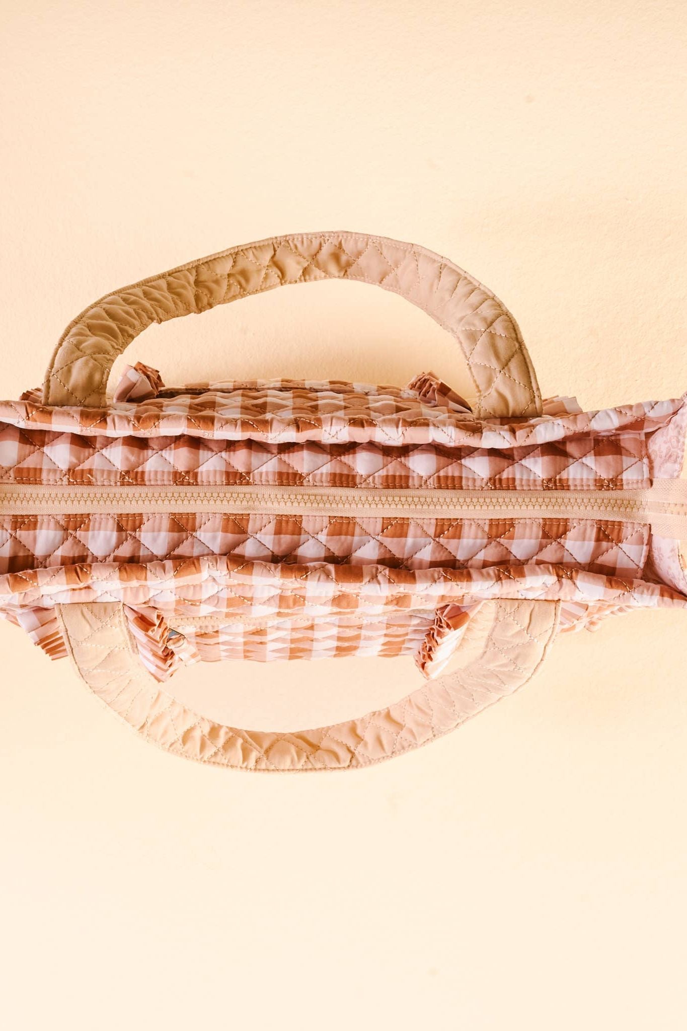 The Everyday Quilted Tote Bag-Maple Gingham