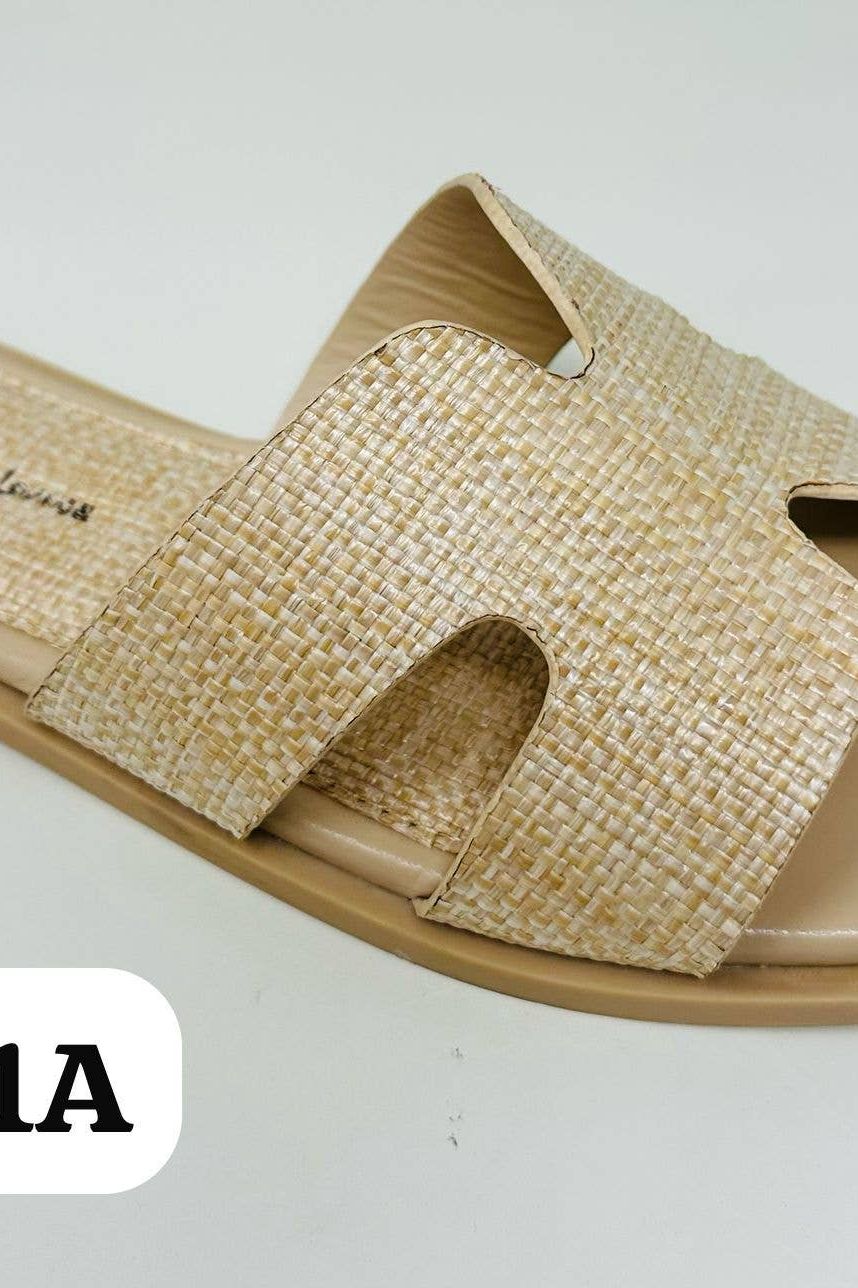 Wild Diva LUKE-01A Women H Band Slide Flat Sandals