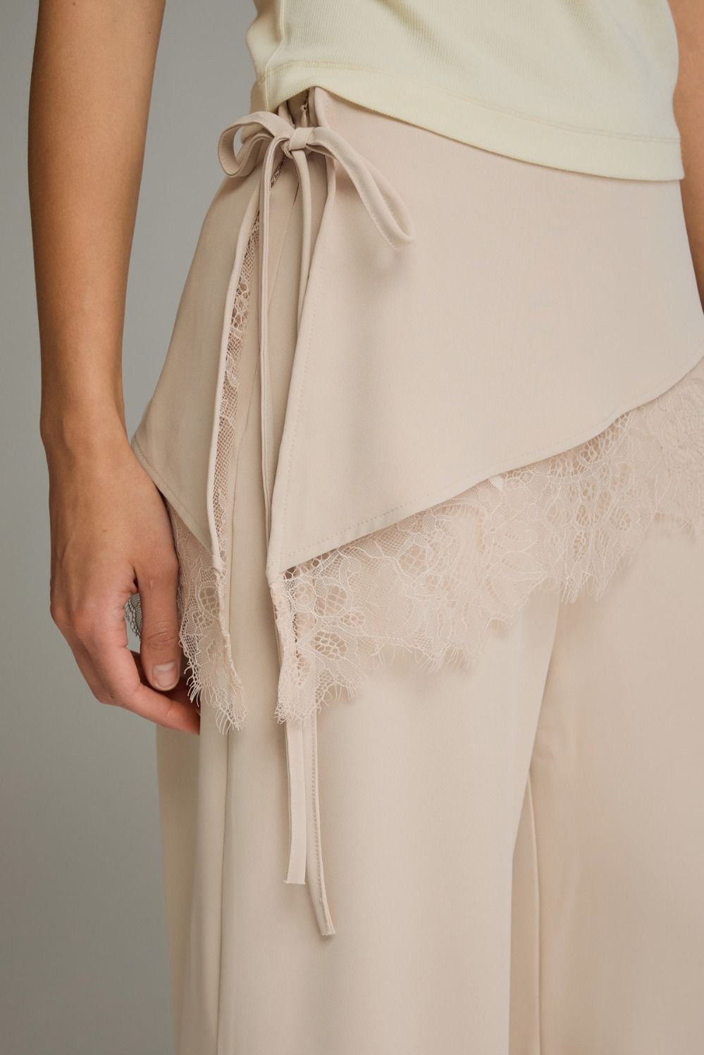 Lace Yourself High Waist Draped Lace Overlay Pants