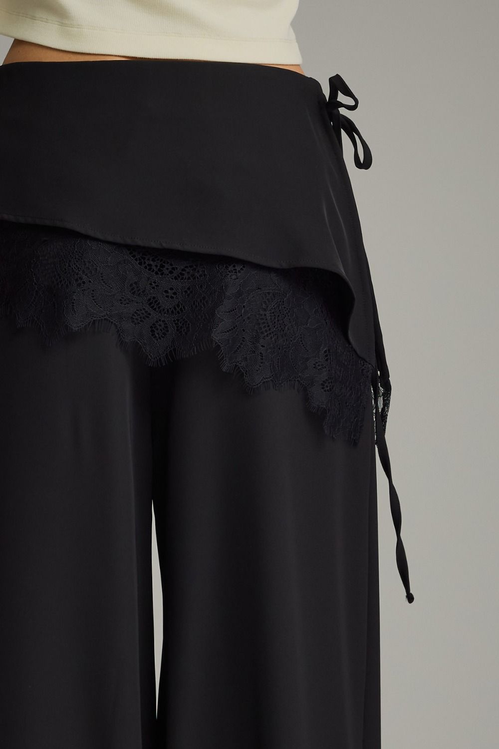 Lace Yourself High Waist Draped Lace Overlay Pants