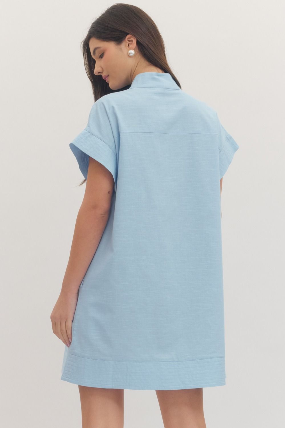 Show Me the Way Light Blue Shirt Dress for Women with Short Sleeves