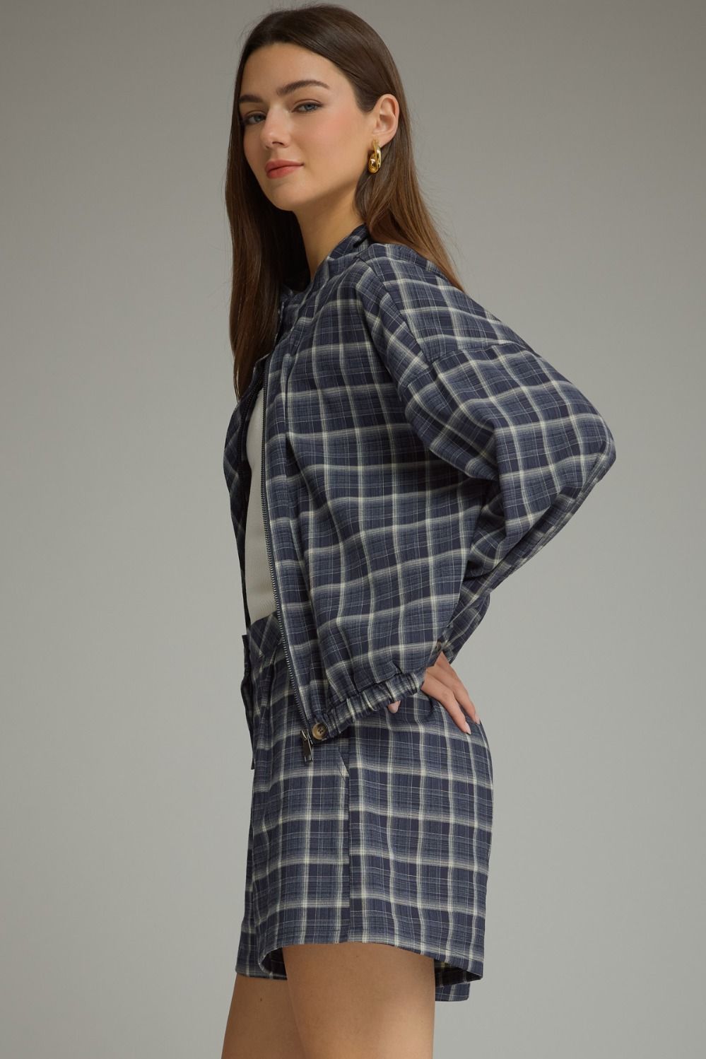 Plaid About You Plaid Zip Up Jacket