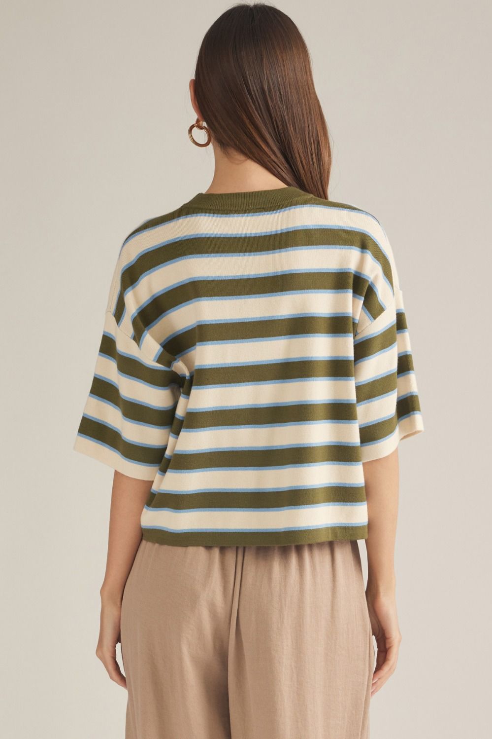 On the Line Striped Short Sleeve Sweater Tee
