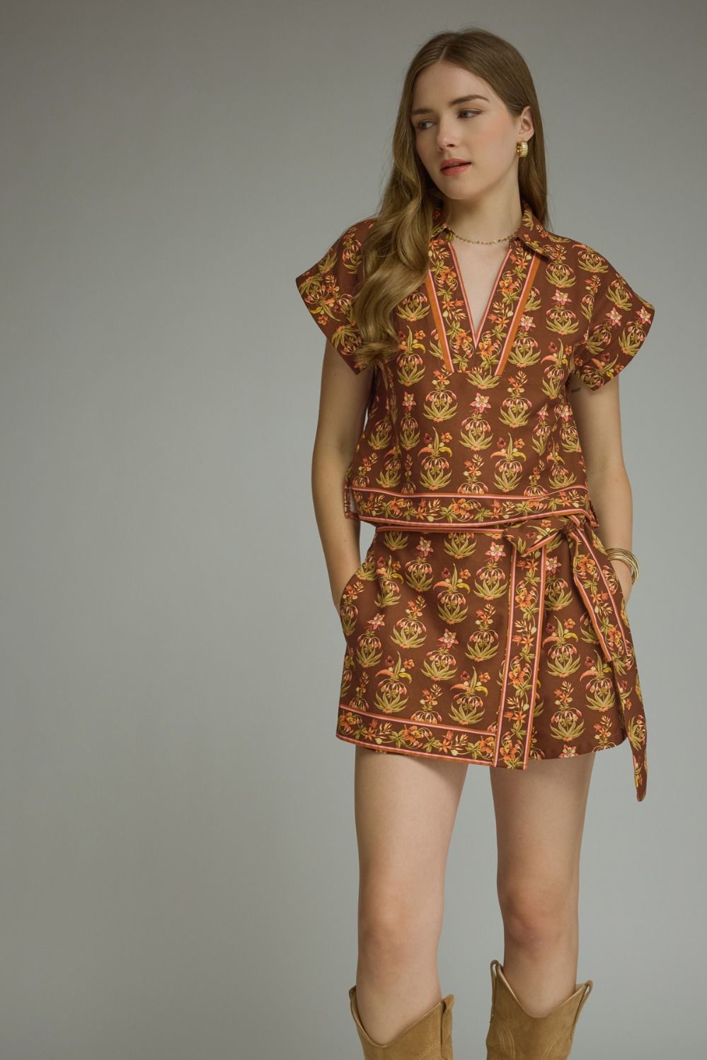 Border Bloom Boho Medallion Print Top