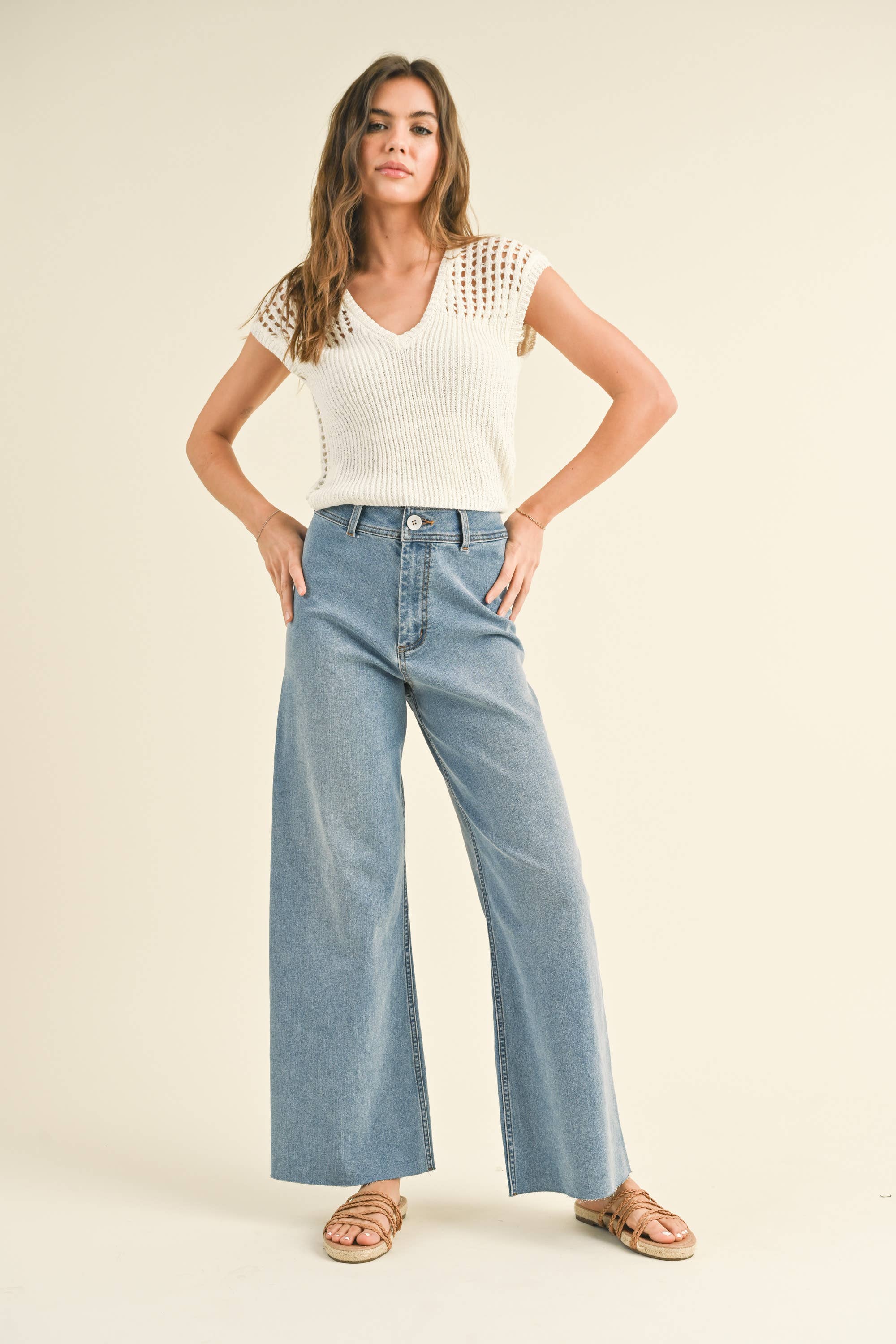 Straight Wide Denim Pants