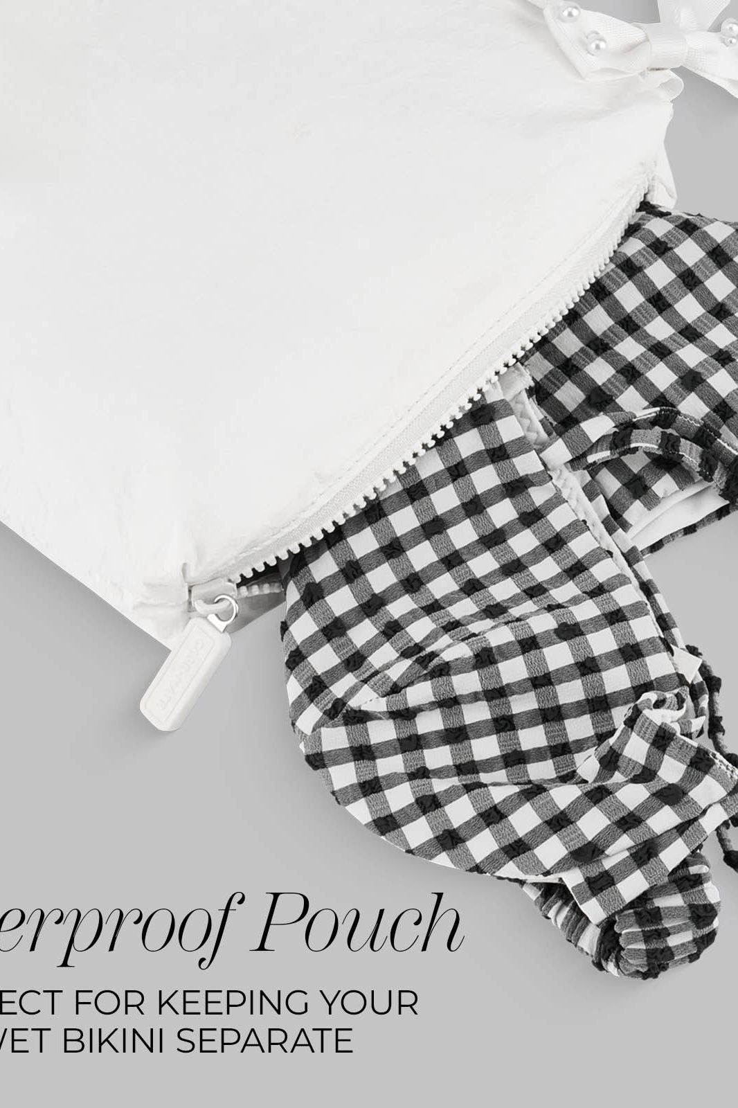 Ivory Pearl Bow Waterproof Beach Zip Pouch