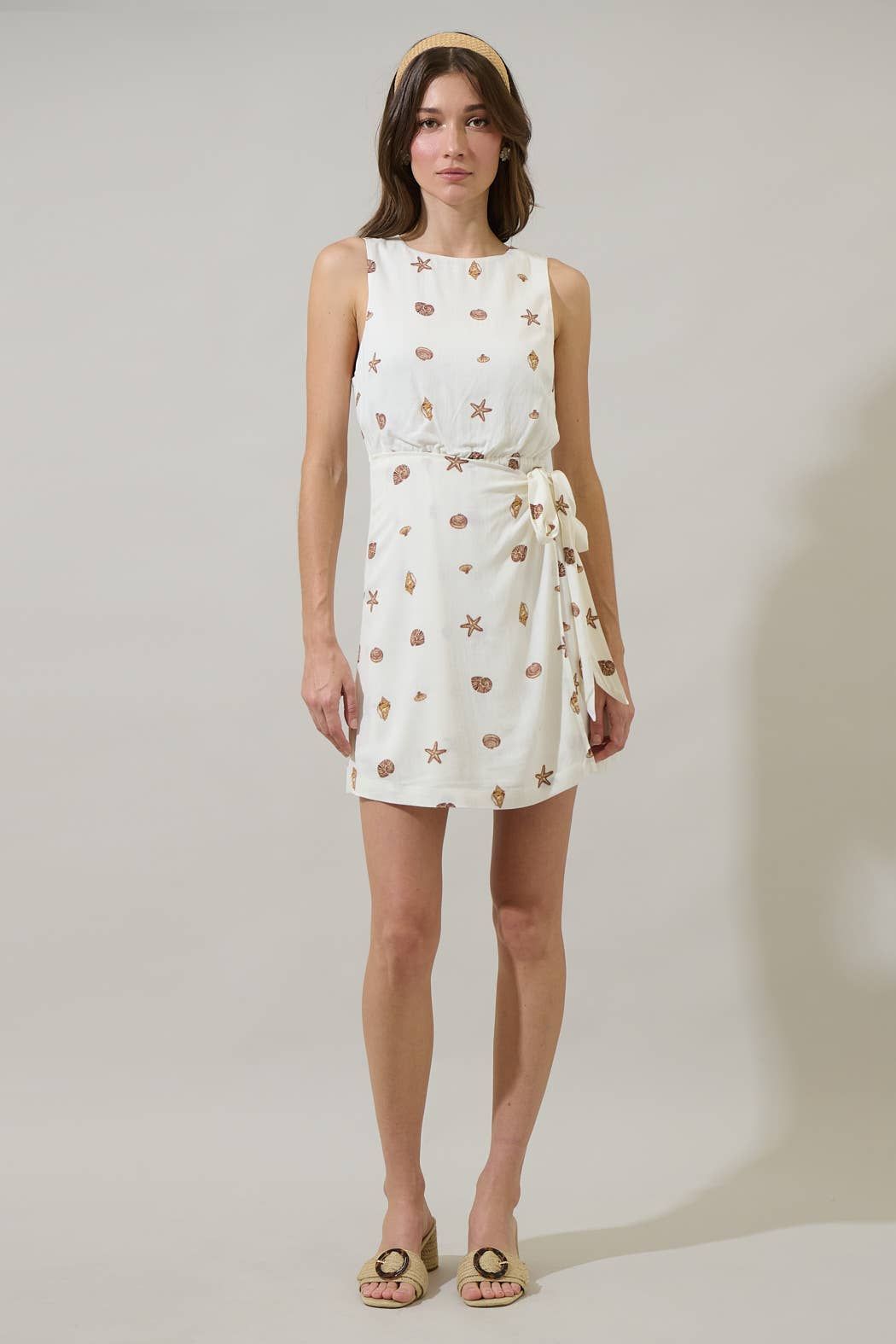 Cerise Shells Wrap Mini Dress