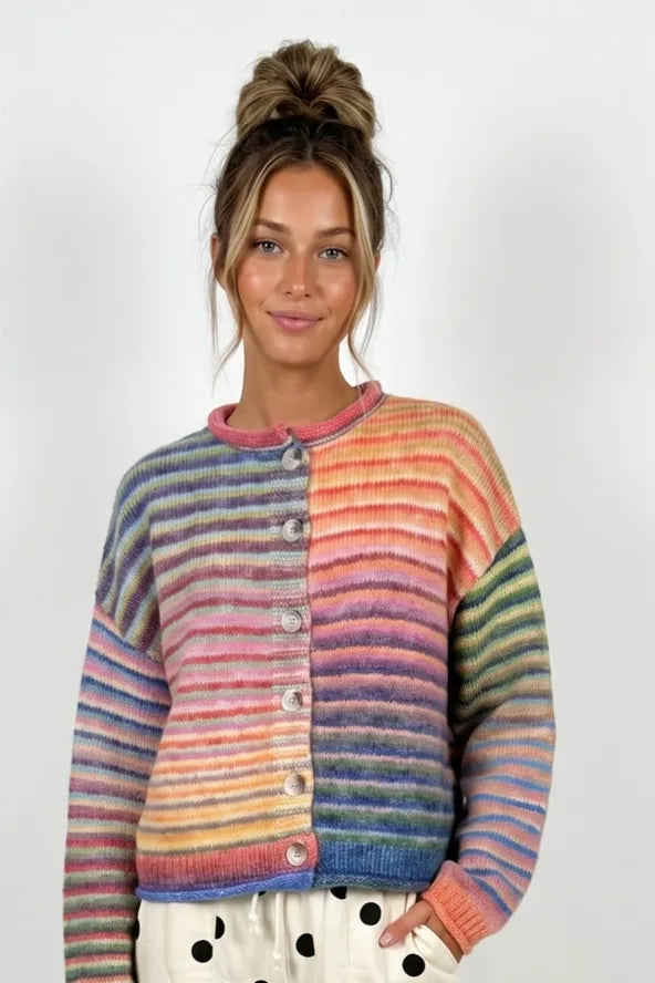 She's a Sunset Ombre Striped Knit Cardigan