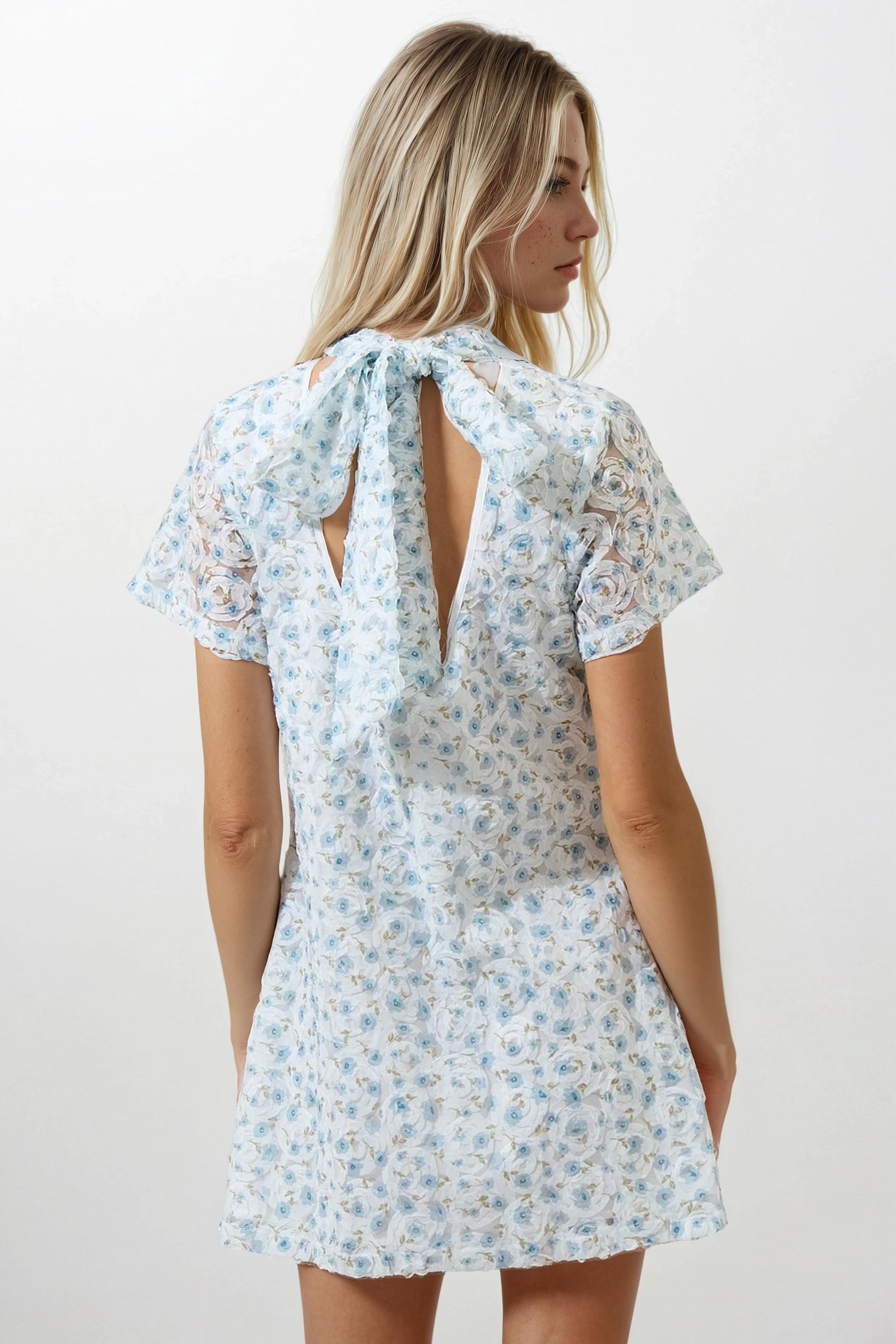 Montilla Floral Nova Back Bow Tie Mini Dress