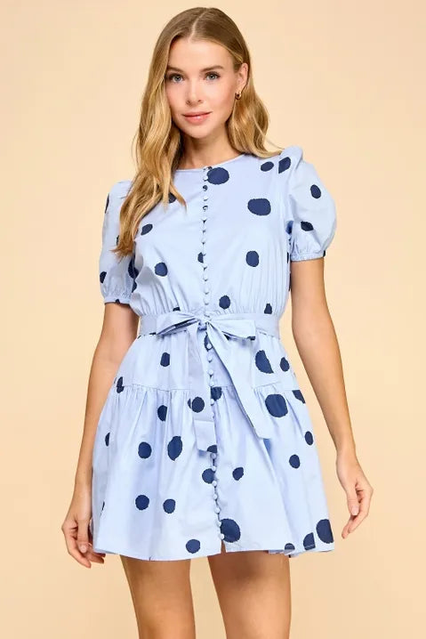 Polka Dot Short Sleeve Dress